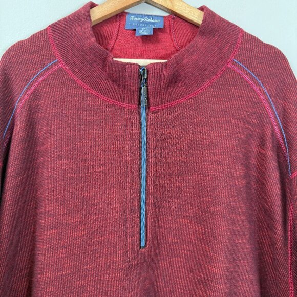 Tommy Bahama Flipsider Half Zip Sweater Pullover Men's 3XT Red Reversible NWOT - Picture 6 of 16
